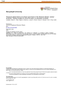 Temporal Observations of a Linear Sand Dune in the Simpson Desert