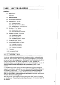Unit 2 Vector Algebra