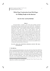 White Page Construction from Web Pages for Finding People on the Internet