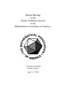 Annual Meeting of the Pacific Northwest Section of The