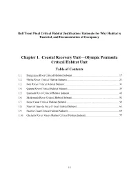Chapter 1. Coastal Recovery Unit—Olympic Peninsula Critical Habitat Unit Table of Contents