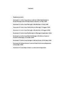 Contents ‐ Explanatory Notes ‐ Document 1: Letter from Defence