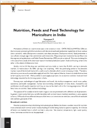 Nutrition, Feeds and Feed Technology for Mariculture in India Vijayagopal P