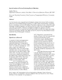 Spatial Analysis of Factors Predicting Bicycle Ridership