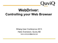 Webdriver: Controlling Your Web Browser