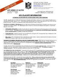 Afc News 'N' Notes Afc Playoff Information