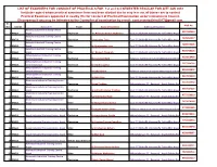 List of Examiners for Conduct of Practicals For