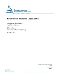 Encryption: Selected Legal Issues