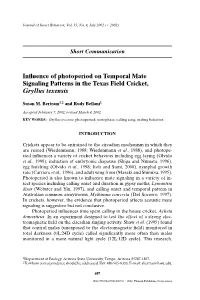 Influence of Photoperiod on Temporal Mate Signaling Patterns in The