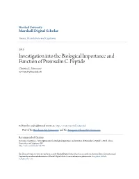 Investigation Into the Biological Importance and Function of Proinsulin C-Peptide Christina L
