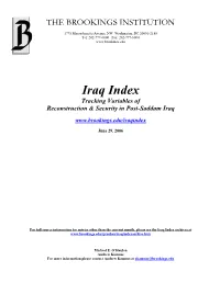 Iraq Index Tracking Variables of Reconstruction & Security in Post-Saddam Iraq