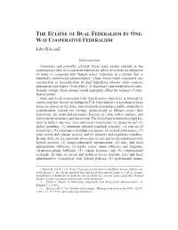 The Eclipse of Dual Federalism by One-Way Cooperative Federalism