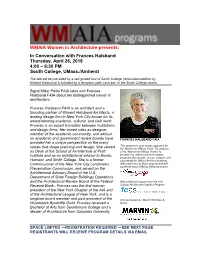 WMAIA Women in Architecture Presents: in Conversation With