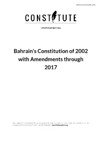 Bahrain's Constitution of 2002 with Amendments Through 2017