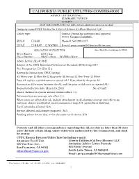 CALIFORNIA PUBLIC UTILITIES COMMISSION ADVICE LETTER FILING SUMMARY ENERGY UTILITY MUST BE COMPLETED by LSE (Attach Additional Pages As Needed)