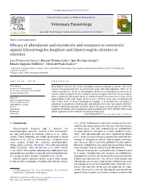 Efficacy of Albendazole and Moxidectin and Resistance To