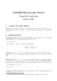 MATH5725 Lecture Notes∗ Typed by Charles Qin October 2007