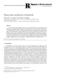 Plasma-Surface Modification of Biomaterials