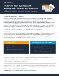 Transform Your Business with Amazon Web Services and Salesforce Collaborative Solutions to Innovate Customer Experience