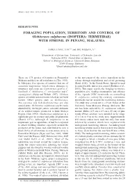 61–65 TERRITORY and CONTROL of Globitermes Sulphureus with FPRONIL 61