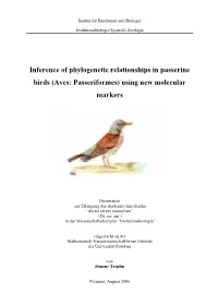 Inference of Phylogenetic Relationships in Passerine Birds (Aves: Passeriformes) Using New Molecular Markers