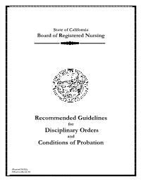 Recommended Guidelines for Disciplinary Orders and Conditions of Probation
