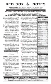 Red Sox Game Notes TONIGHT’S STARTING PITCHER Page 2