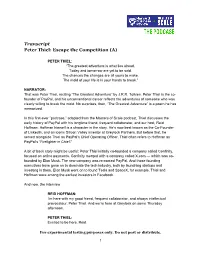 Transcript Peter Thiel: Escape the Competition (A)