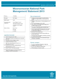 Wooroonooran National Park Management Statement 2013 (PDF