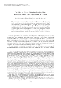 Can Higher Prices Stimulate Product Use? Evidence from a Field Experiment in Zambia
