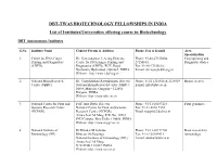 DBT-TWAS BIOTECHNOLOGY FELLOWSHIPS in INDIA List of Institutes/Universities Offering Course in Biotechnology
