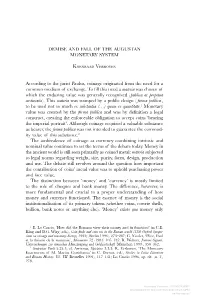 Demise and Fall of the Augustan Monetary System