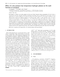 Effect of a Low Pressure Low Temperature Hydrogen Plasma On