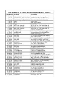 List of Location of Aadhar Based Biometric Machine Installed Sr No