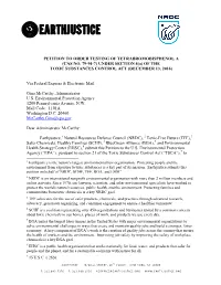 Petition to Order Testing of Tetrabromobisphenol a (“TBBPA”)