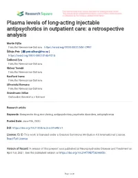 Plasma Levels of Long-Acting Injectable Antipsychotics in Outpatient Care: a Retrospective Analysis