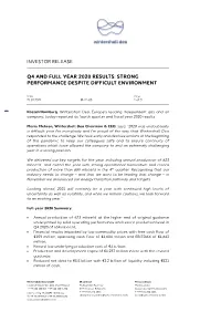 Q4 and Full Year 2020 Results: Strong Performance Despite Difficult Environment