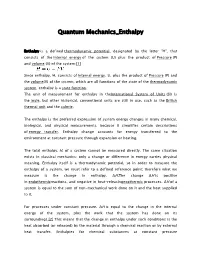 Quantum Mechanics Enthalpy