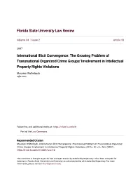 The Growing Problem of Transnational Organized Crime Groups' Involvement in Intellectual Property Rights Violations