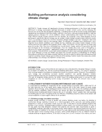 Building Performance Analysis Considering Climate Change