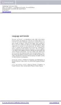 Language and Gender: Second Edition Penelope Eckert and Sally Mcconnell-Ginet Frontmatter More Information