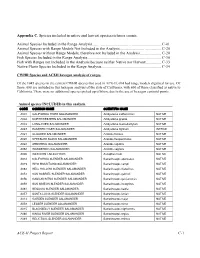 List of Species Included in ACE-II Native and Harvest Species Richness Counts (Appendix C)