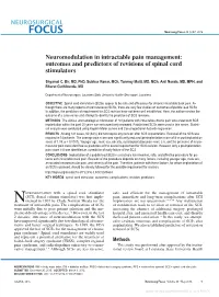 Outcomes and Predictors of Revisions of Spinal Cord Stimulators