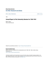 Annual Report of the University Libraries for 1960-1961