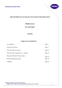 Methotrexate 25 Mg/Ml Solution for Injection