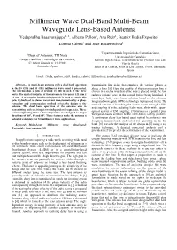 Millimeter Wave Dual-Band Multi-Beam Waveguide Lens