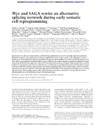 Myc and SAGA Rewire an Alternative Splicing Network During Early Somatic Cell Reprogramming