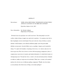 ABSTRACT Title of Thesis: WHEN APOLOGIES WORK