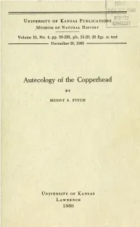 Autecology of the Copperhead BY