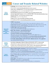 Career and Transfer Related Websites
